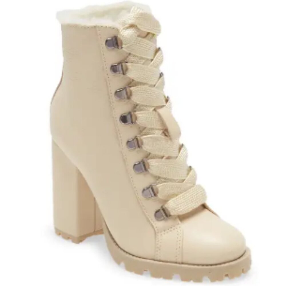 Schutz Zhara Lace-Up Boot (Women) 7M, EGG SHELL